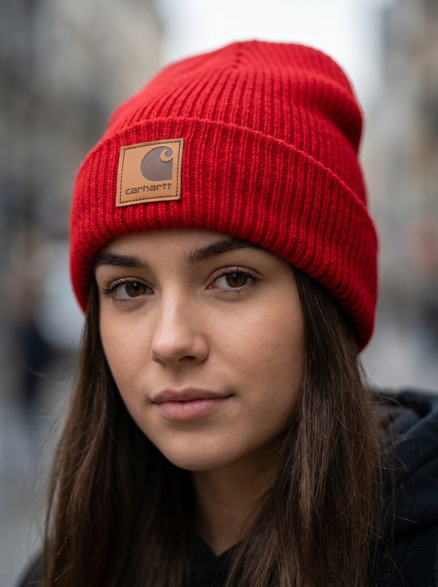 Carhartt Vibrant Crimson Red Rib-Knit Beanie