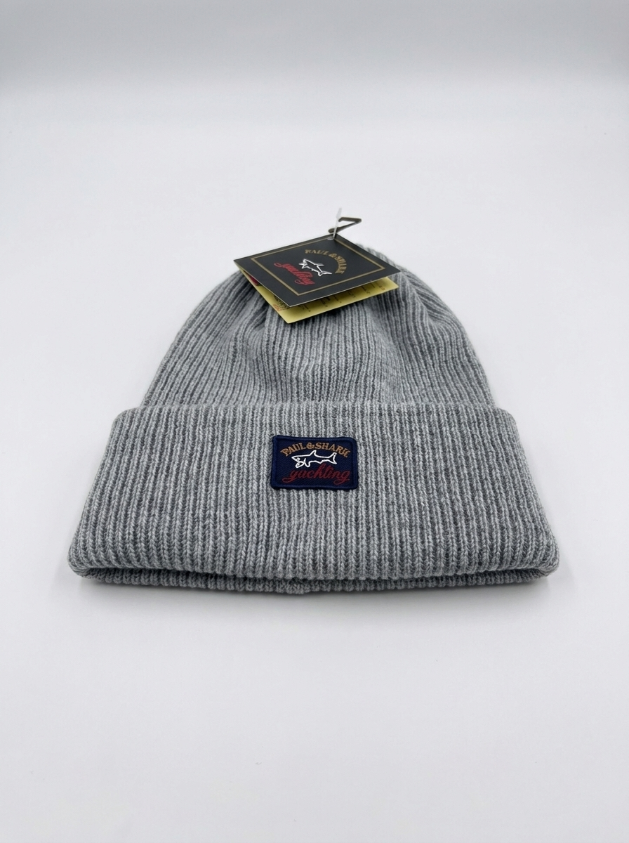 Paul & Shark Grey Yachting Ribbed Wool Beanie
