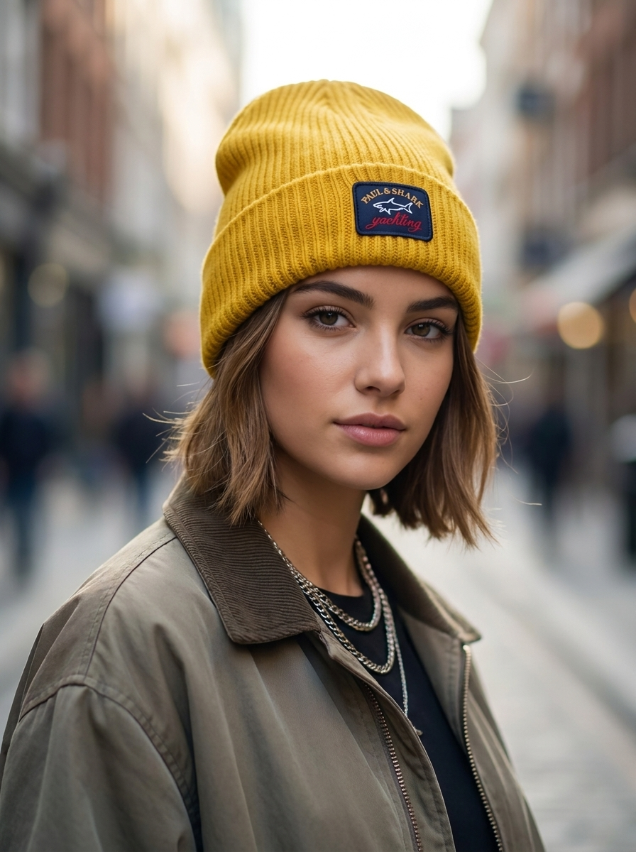 Paul & Shark Yachting Ribbed Wool Mustard Yellow Beanie