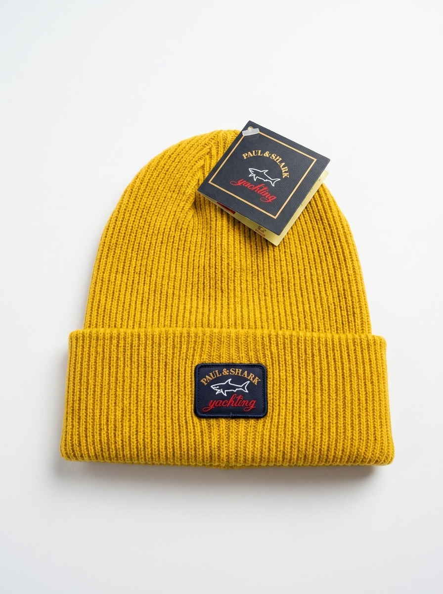 Paul & Shark Yachting Ribbed Wool Mustard Yellow Beanie