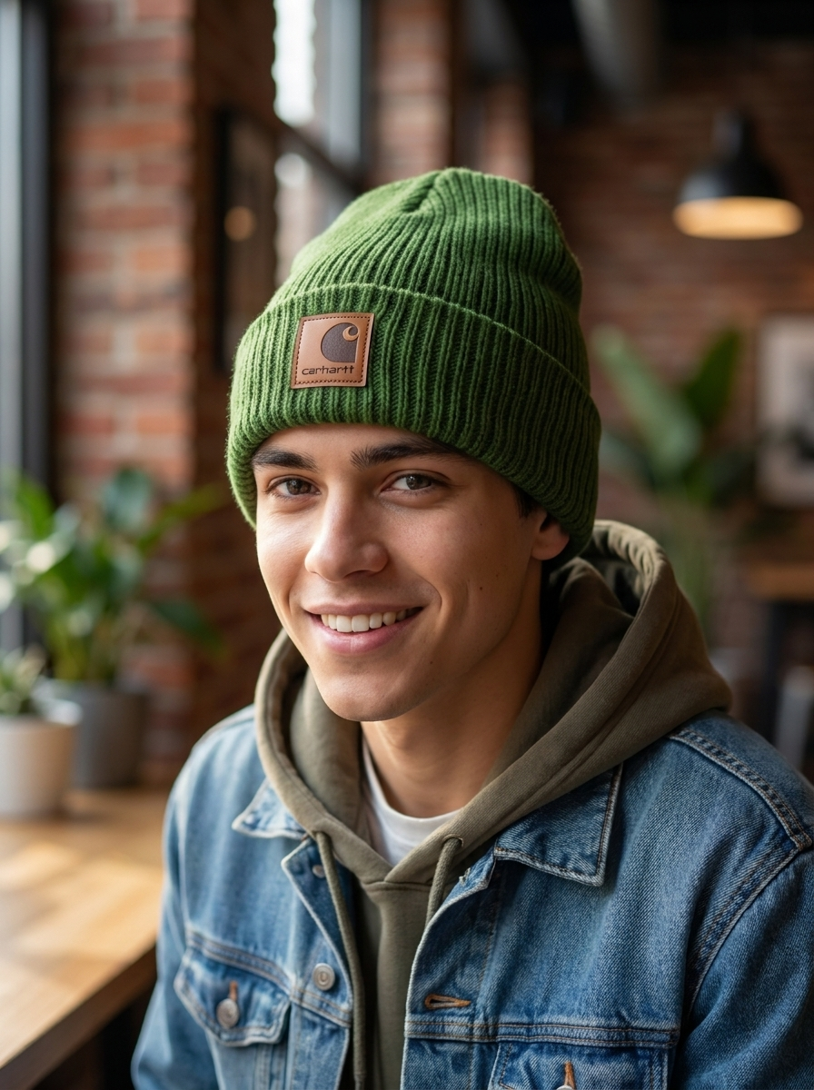 Carhartt Unisex Rib-Knit Moss Green Beanie
