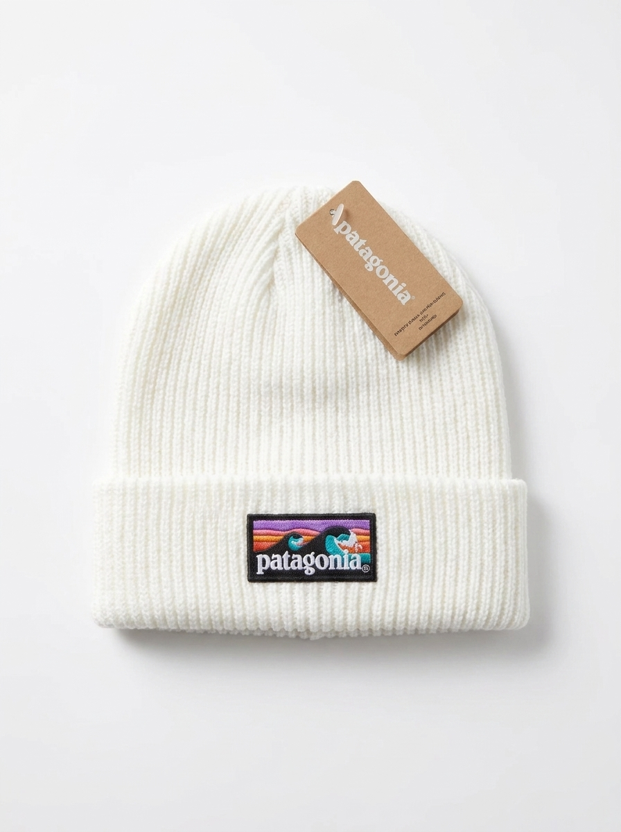 Patagonia Fisherman Rolled White Beanie