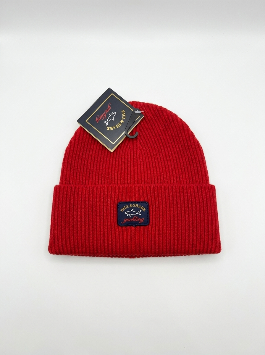 Paul & Shark Yachting Ribbed Red Knit Beanie