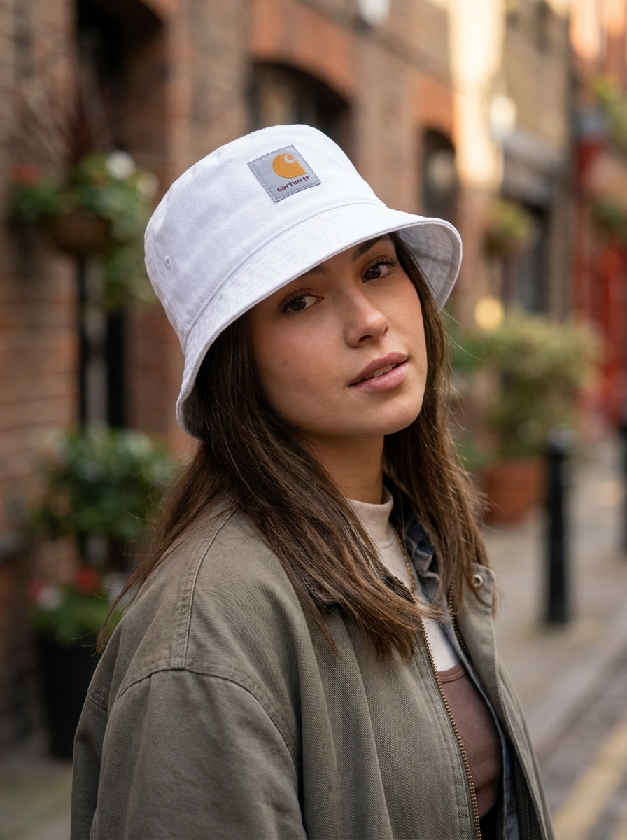 Carhartt WIP Script Logo Crisp White Bucket Hat
