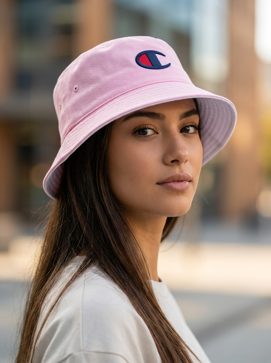 Embroidered Logo Cotton Pastel Pink Bucket Hat