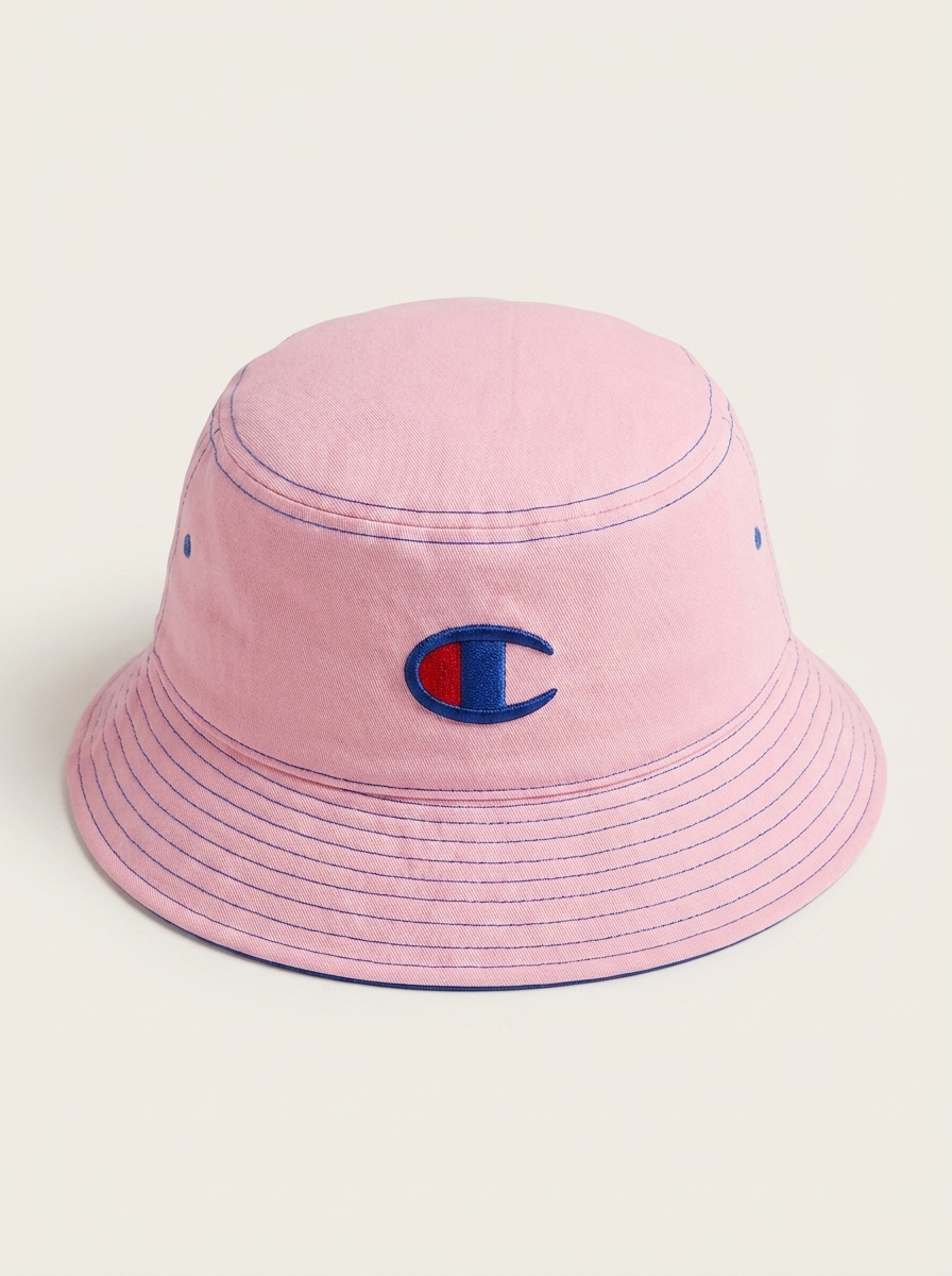 Embroidered Logo Cotton Pastel Pink Bucket Hat
