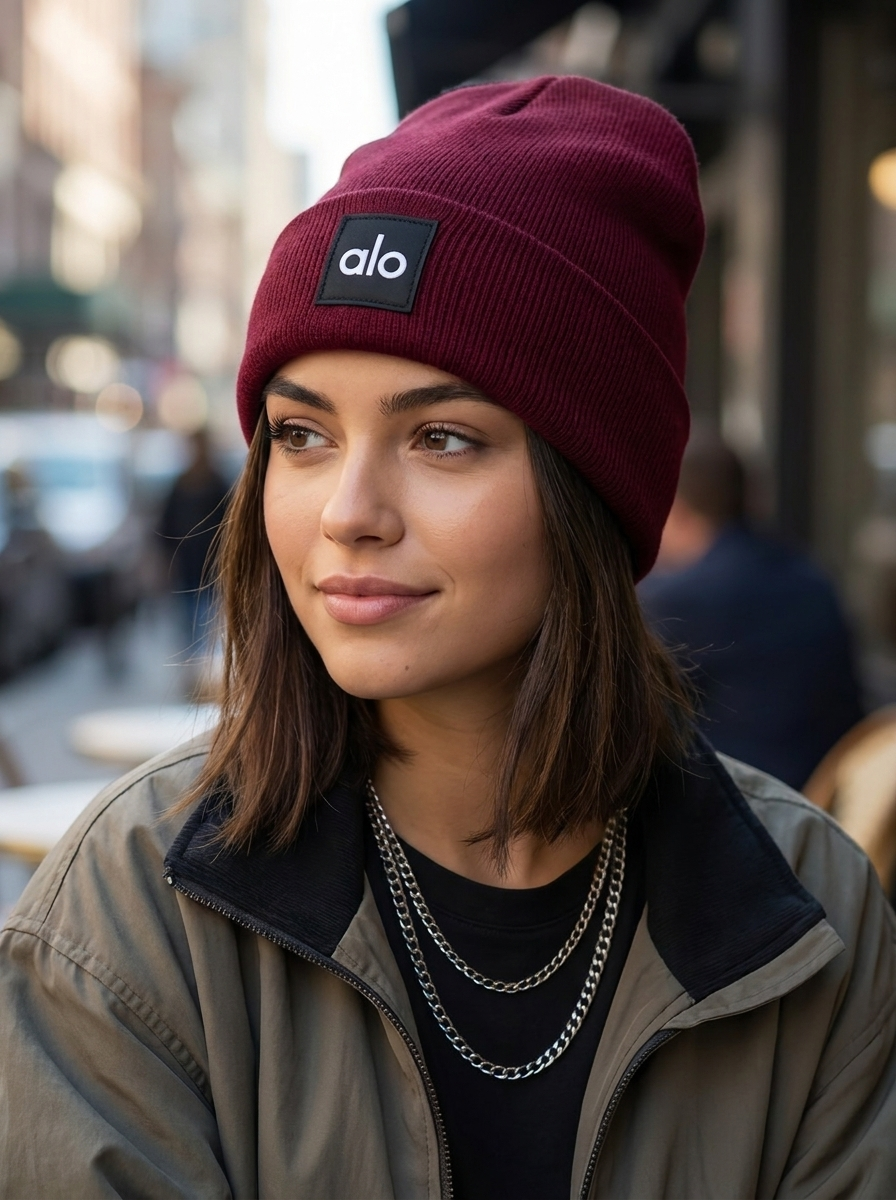 Alo Yoga Unisex Everyday Performance Burgundy Beanie